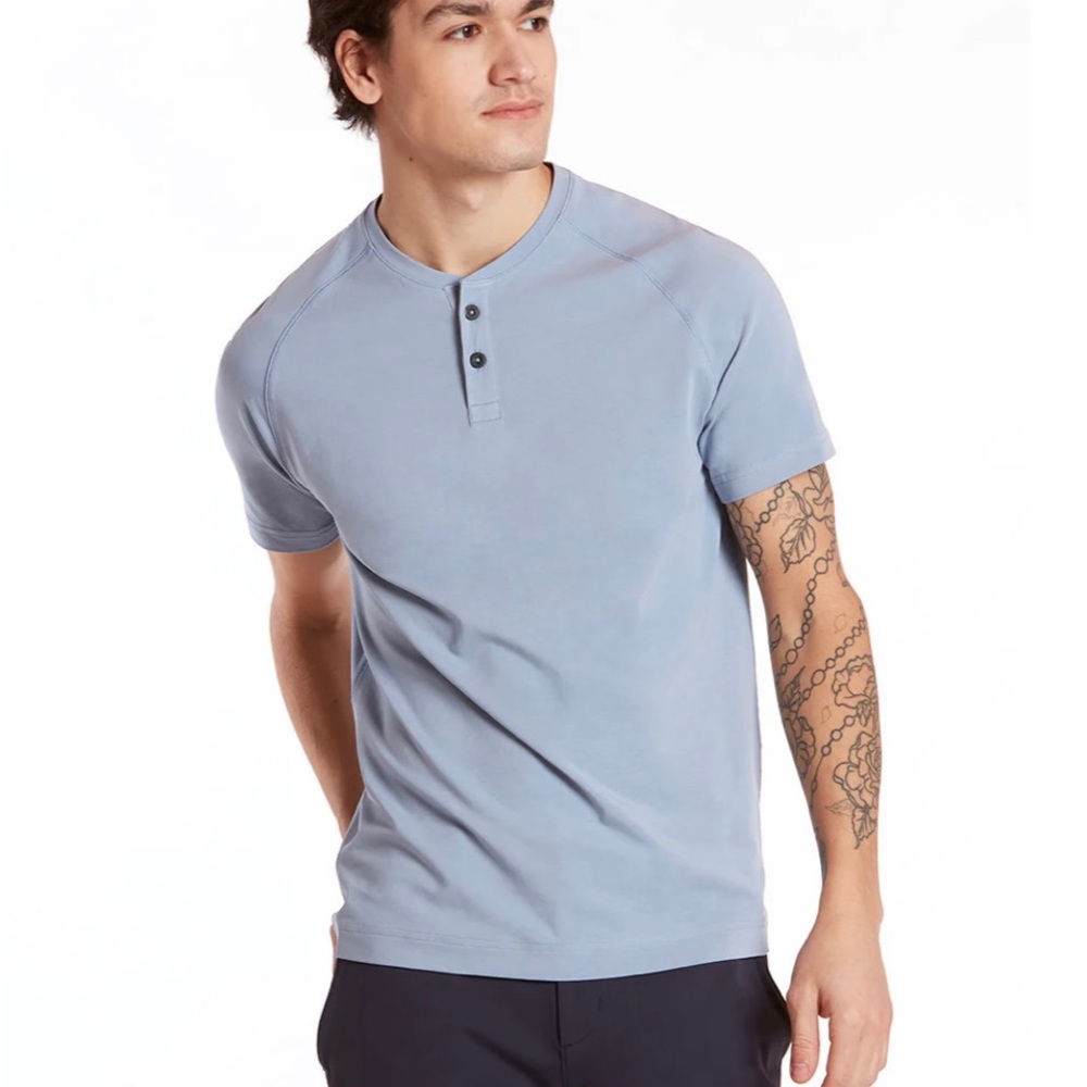 Public Rec Go-To Short Sleeve Henley Baltic Blue